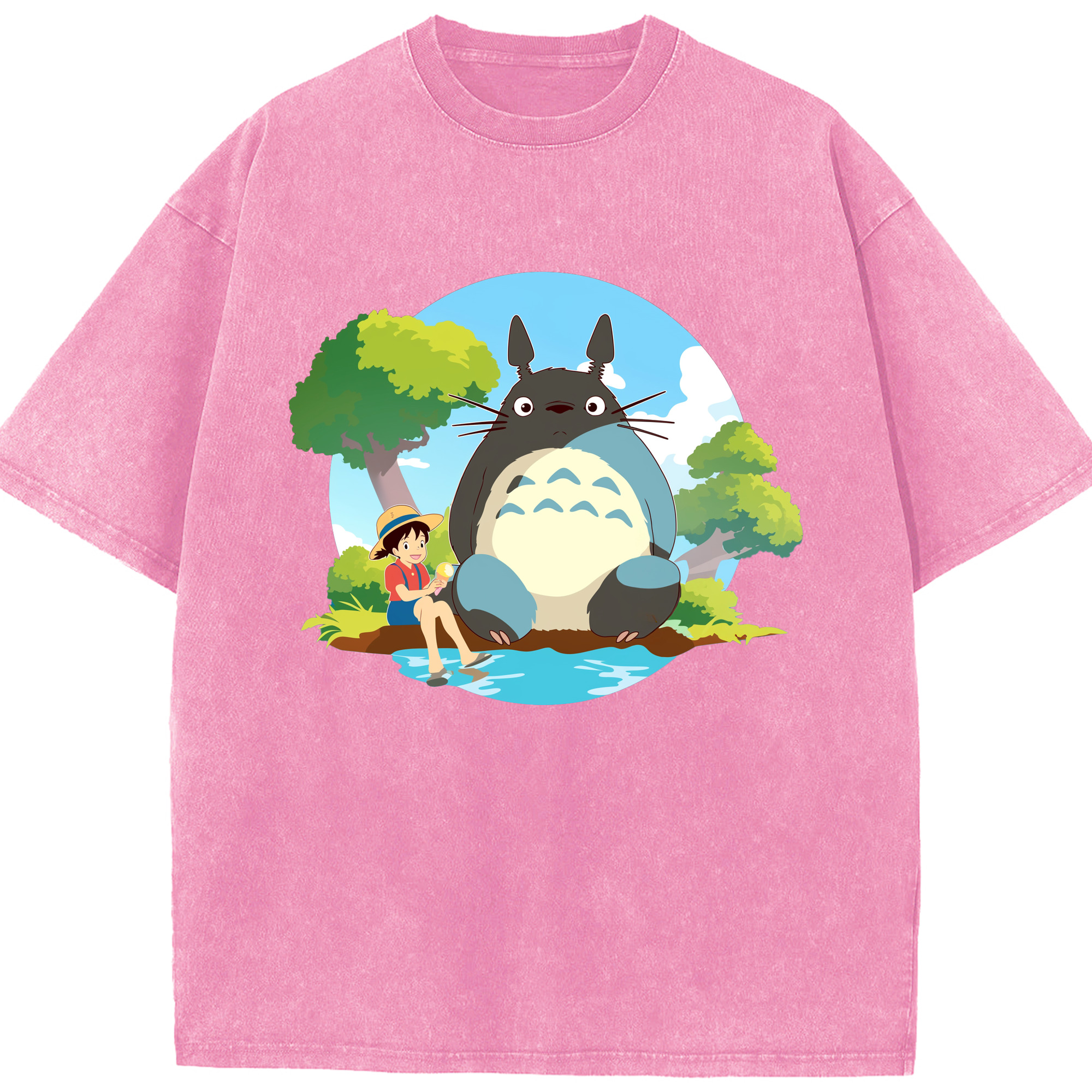 （画像用） となりのトトロ 草壁メイ 草壁サツキ My Neighbor Totoro Satsuki Kusakabe Mei Kusakabe 綿100% ヴィンテージ風 半袖Tシャツ（フロントプリント）